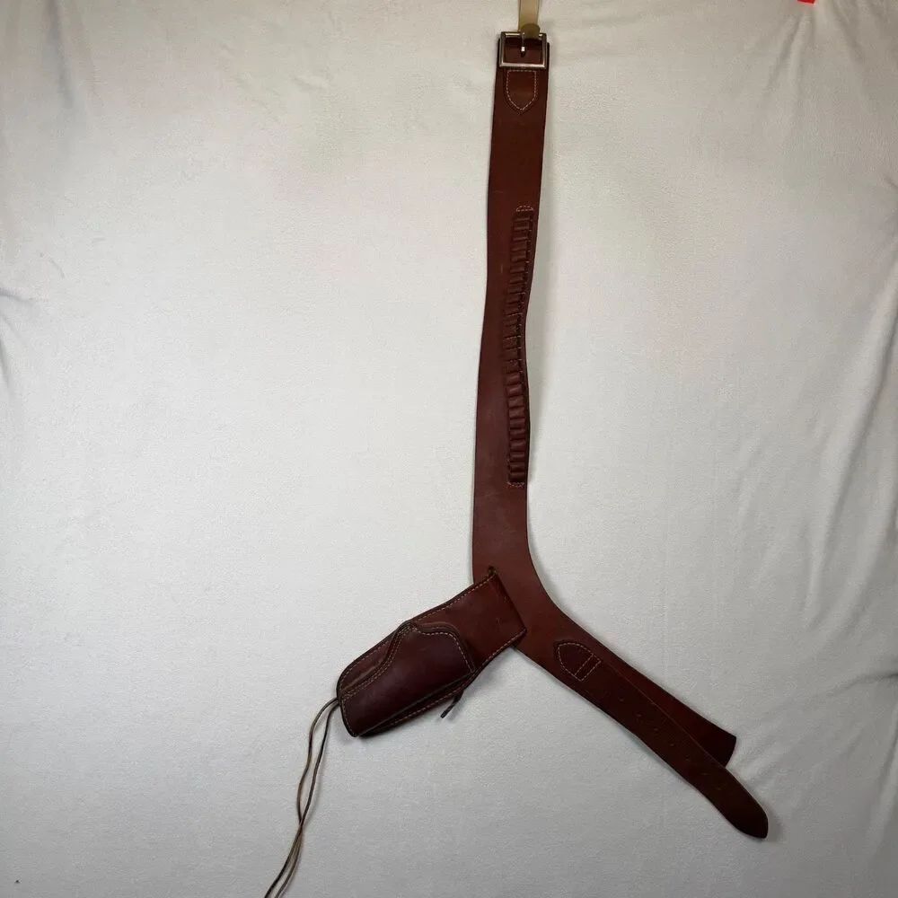 Vintage Hunter Leather Holster Belt Rig Size Medium Brown Cartridge Loop Western